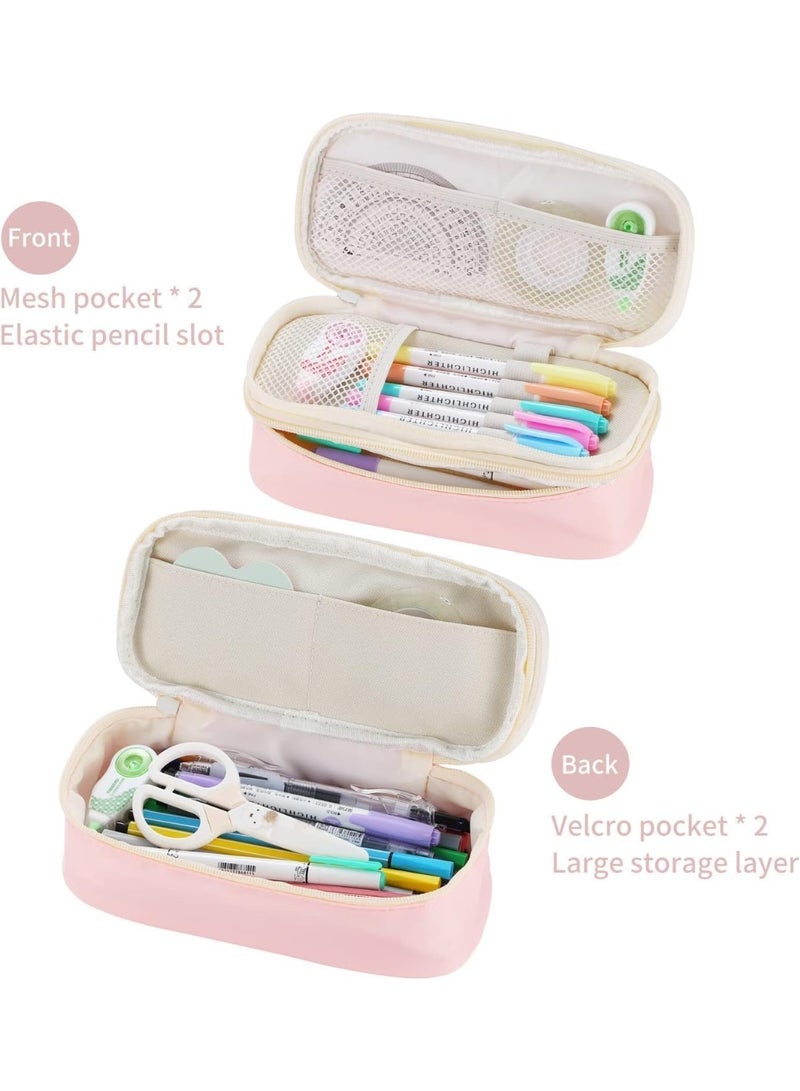 CLENEA Big Pencil Case, Large Capacity Pencil Bag with Zipper, Pencil Pouch for Girls Boys Kids Adults Stationery, Pencil Pen Case Organizer for School Office Pink - Image 5
